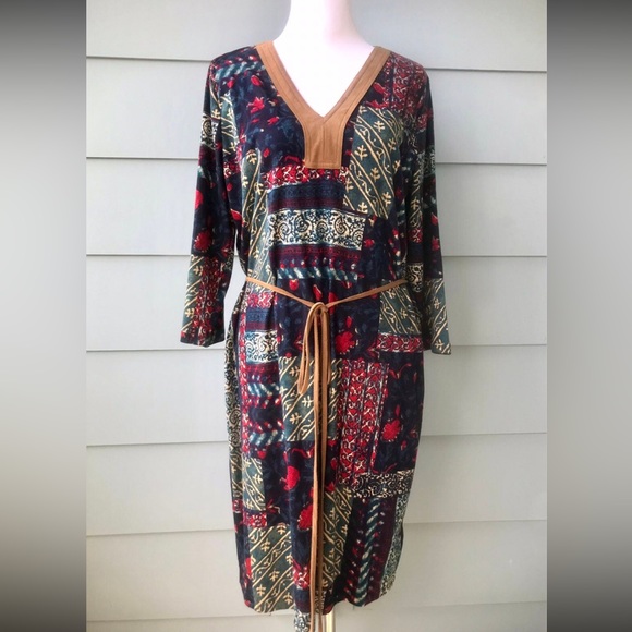 Lauren Ralph Lauren Patchwork Long Sleeve Dress - Picture 2 of 5